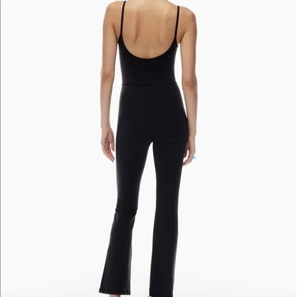 Artizia Wilfred Free Divinity Kick Flare Jumpsuit Womens Size XS Black Stretch - Picture 3 of 10
